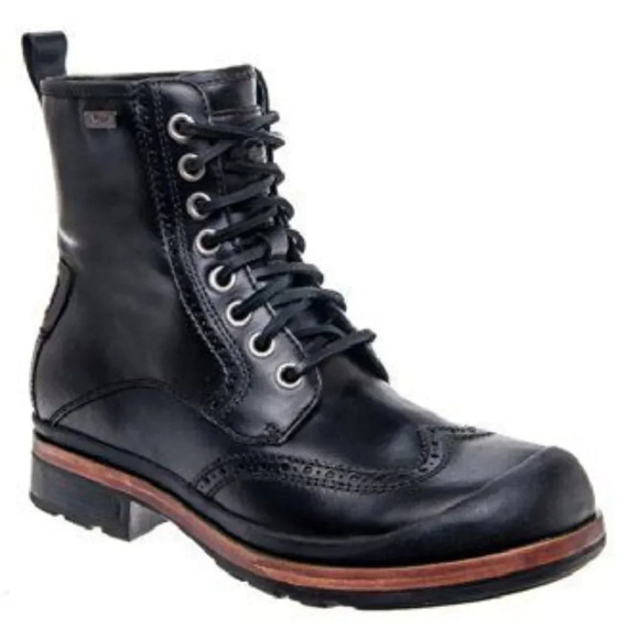 Ugg Branton 1001571 Men's Black Leather Lace Up Casual Waterproof Boots UGG8 - Picture 1 of 2